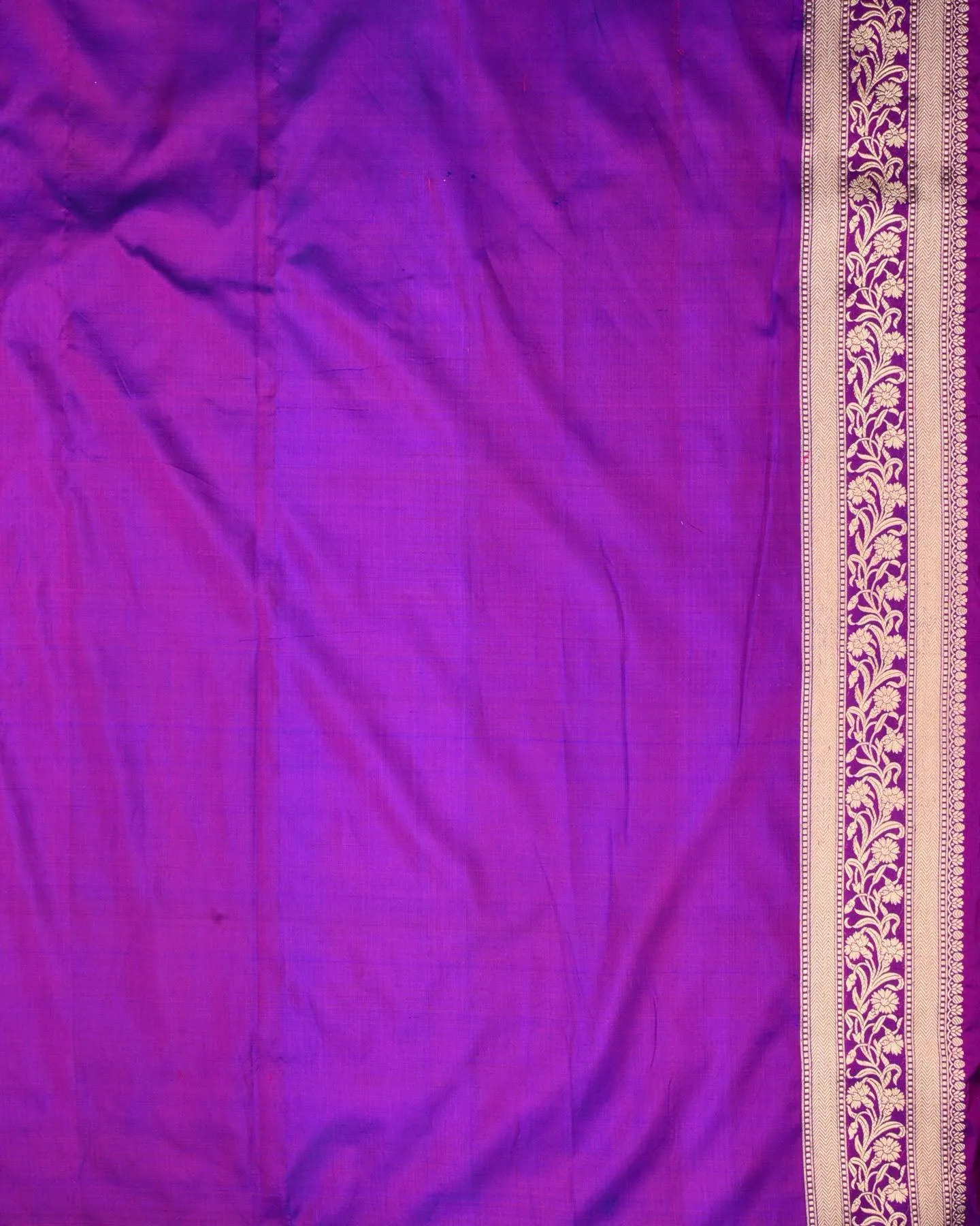 Purple Banarasi Ornate Floral Jaal Cutwork Brocade Handwoven Katan Silk Saree