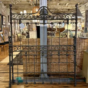 Queen Size Bed Frame, Iron, Black, Ornate, Rustic