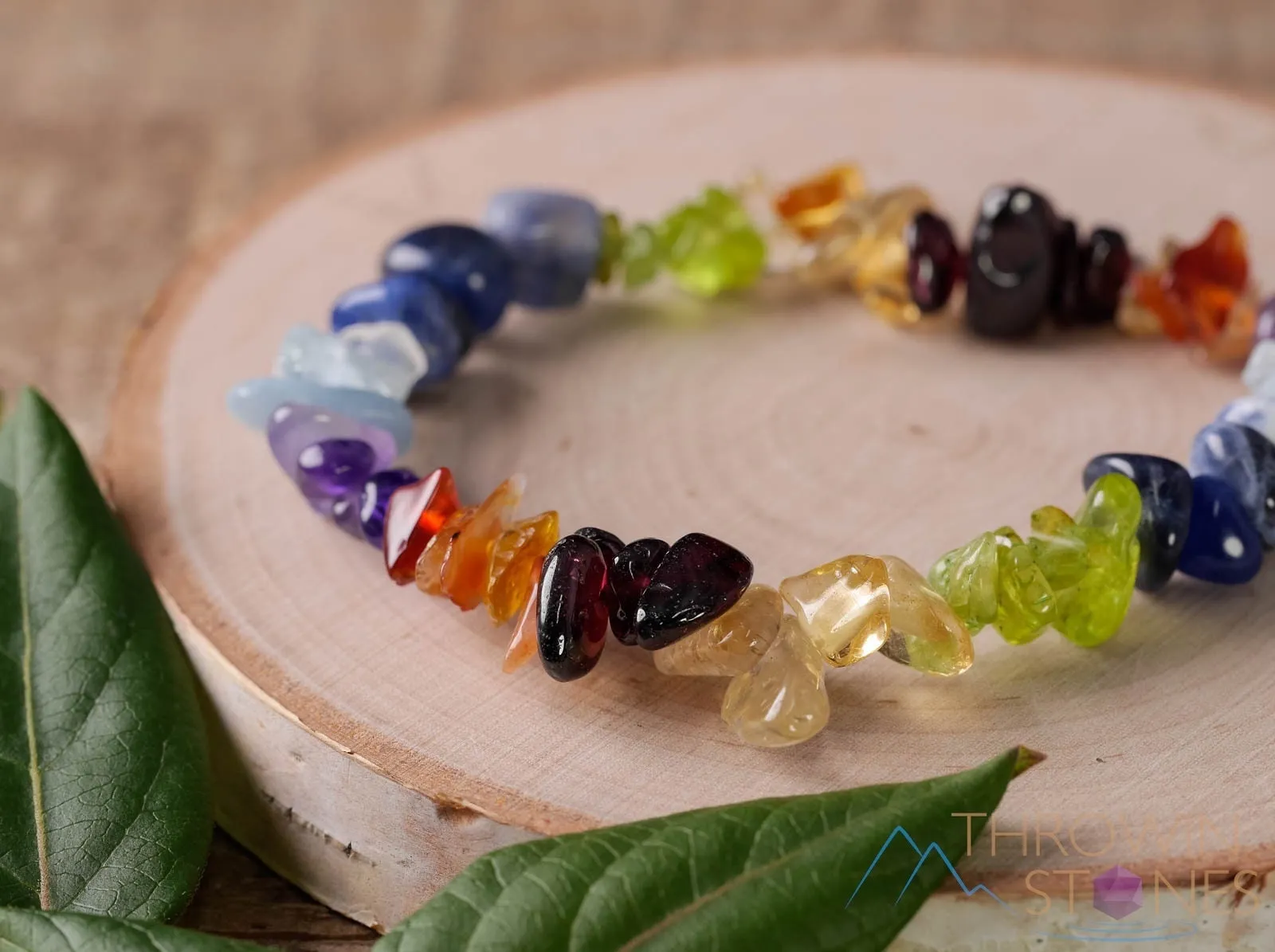 RAINBOW CHAKRA Crystal Bracelet - Chip Beads - Beaded Bracelet, Handmade Jewelry, Healing Crystal Bracelet, E0628