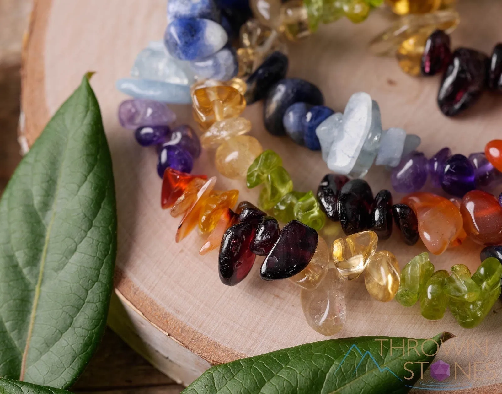 RAINBOW CHAKRA Crystal Bracelet - Chip Beads - Beaded Bracelet, Handmade Jewelry, Healing Crystal Bracelet, E0628