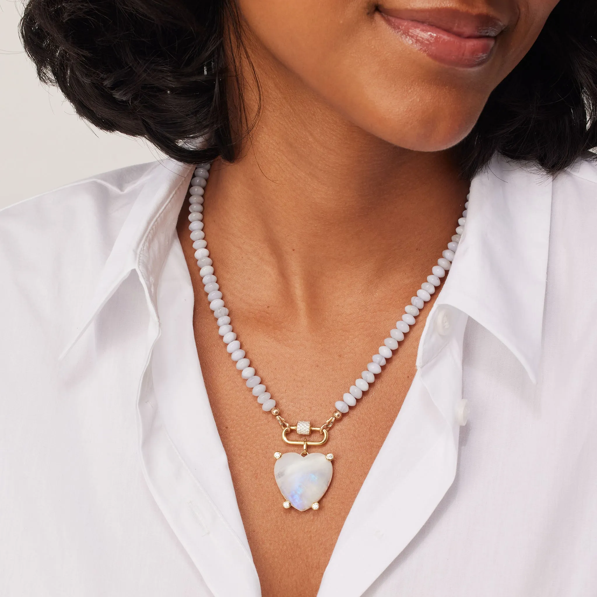 Rainbow Moonstone Heart Charm
