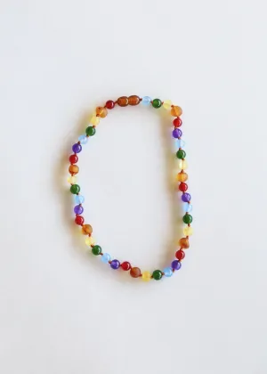 Raw Amber   Gemstone Rainbow Necklace