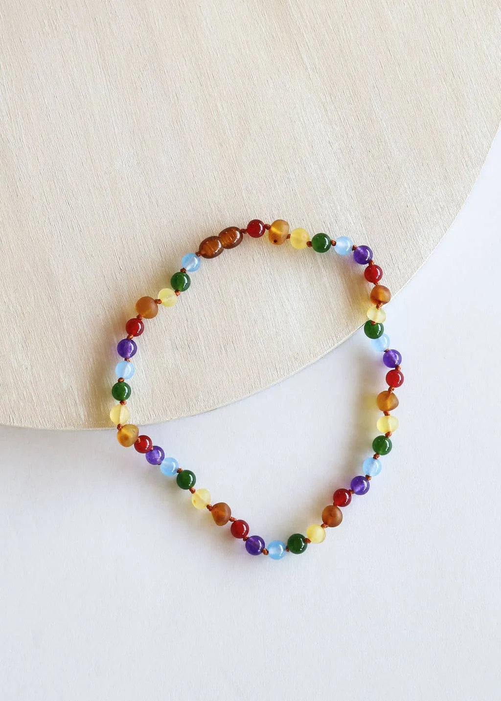 Raw Amber   Gemstone Rainbow Necklace