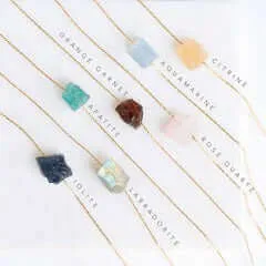 Raw Crystal Necklace Rough Stone Rose Quartz Necklace Dainty Stone Pendant Healing Crystals dainty necklace SKU: 6142183 – 6142191