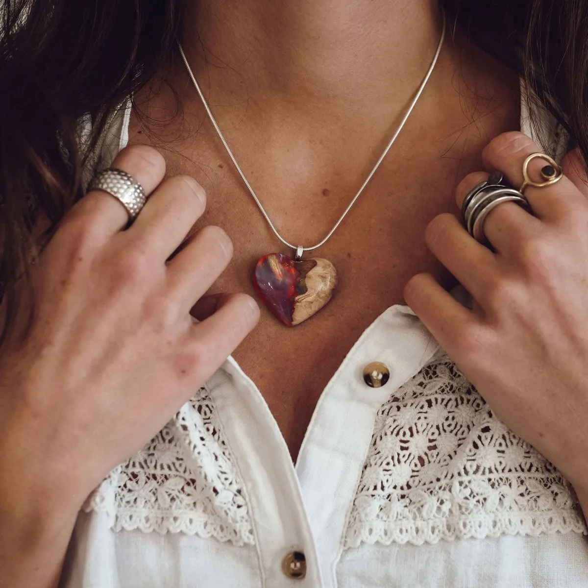 Red Sea | opal pendant [heart]
