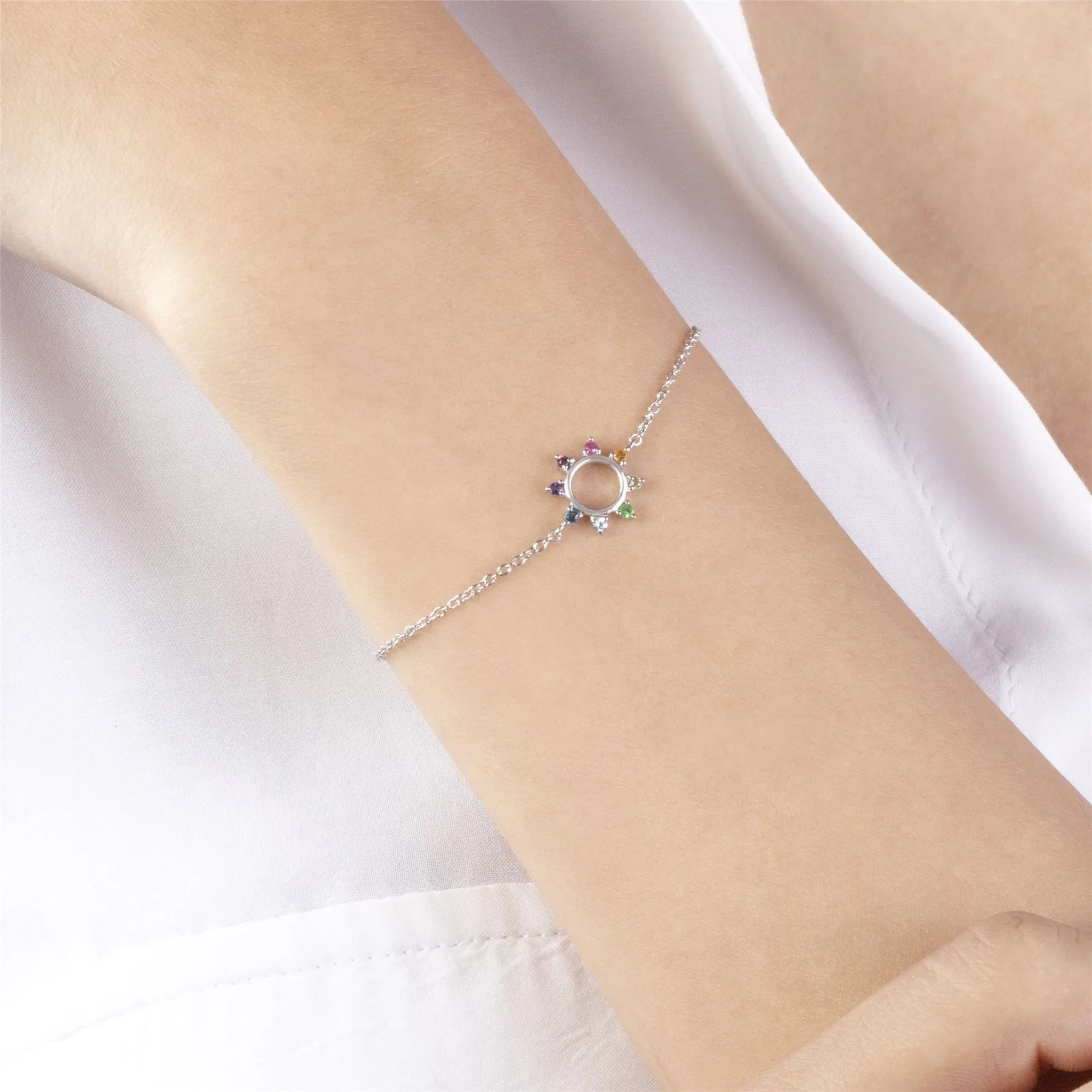 Regenbogen Sonnen Armband in Sterling Silber