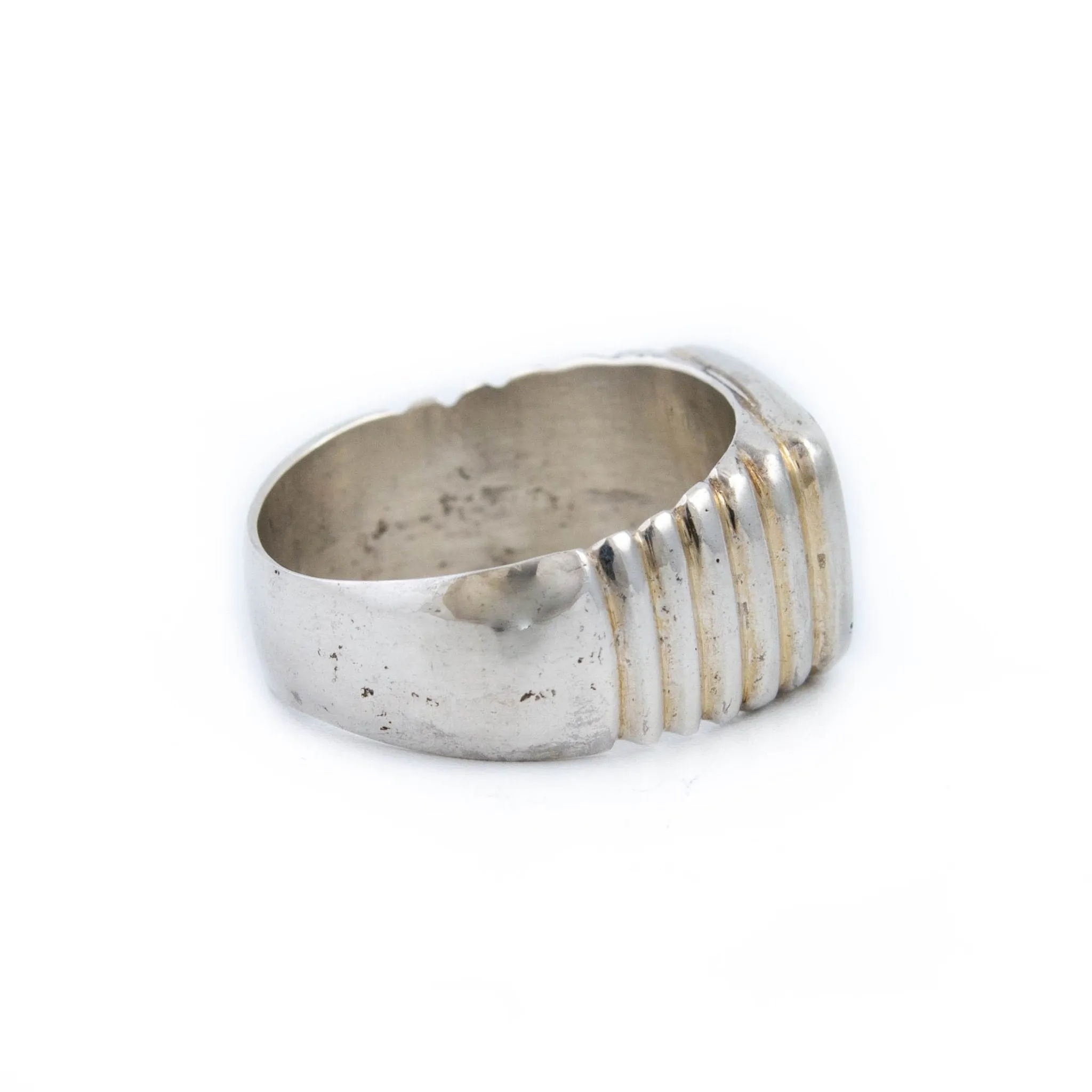 Ridged Lapis Inlay Ring