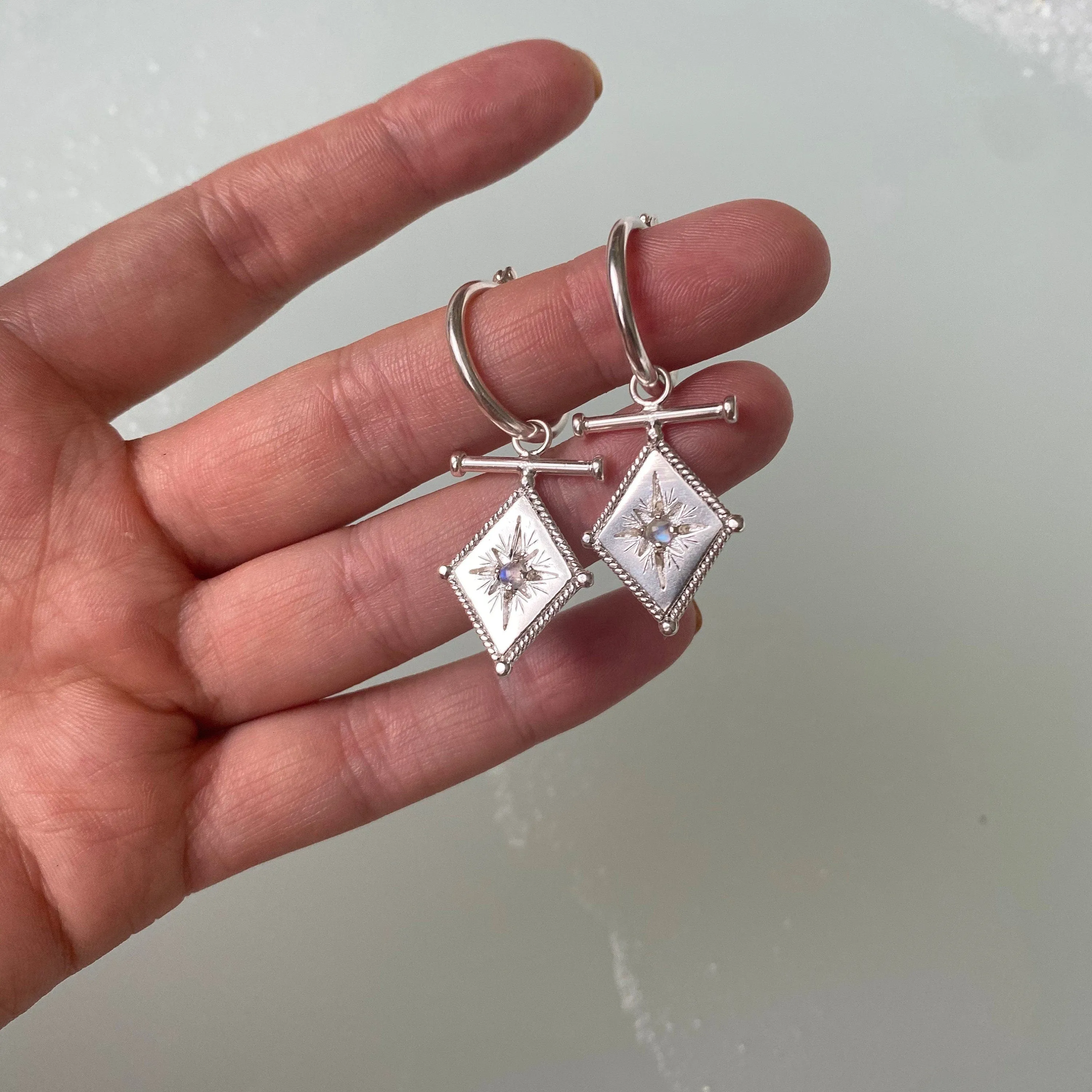 Romeo Sterling Silver Rainbow Moonstone Earrings