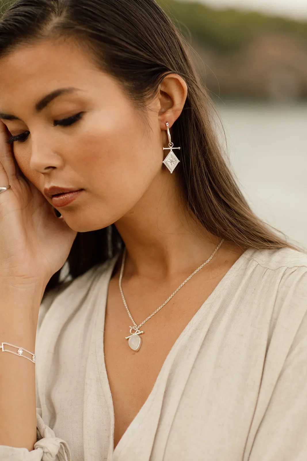 Romeo Sterling Silver Rainbow Moonstone Earrings