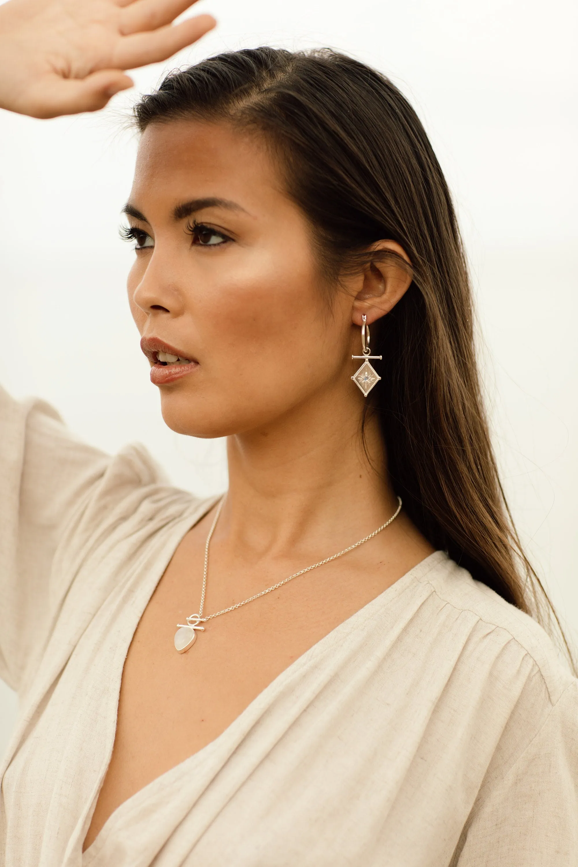 Romeo Sterling Silver Rainbow Moonstone Earrings