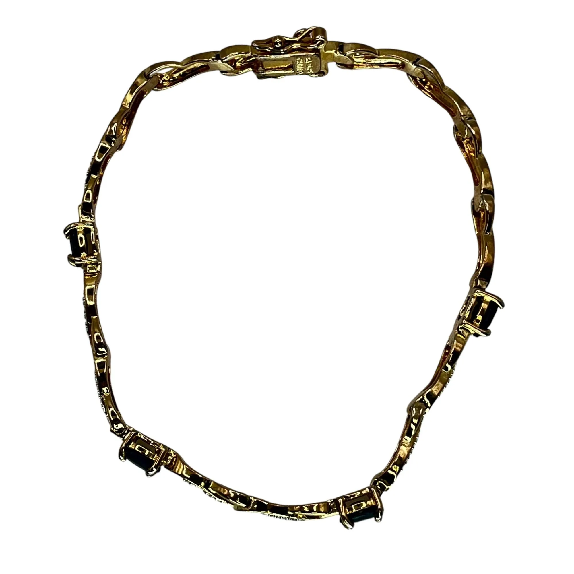 Ross Simons 925 Sterling Silver Gold Vermeil Sapphire Tennis Bracelet Formal