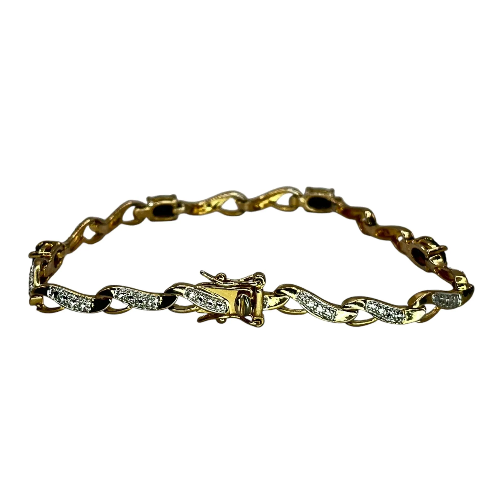 Ross Simons 925 Sterling Silver Gold Vermeil Sapphire Tennis Bracelet Formal
