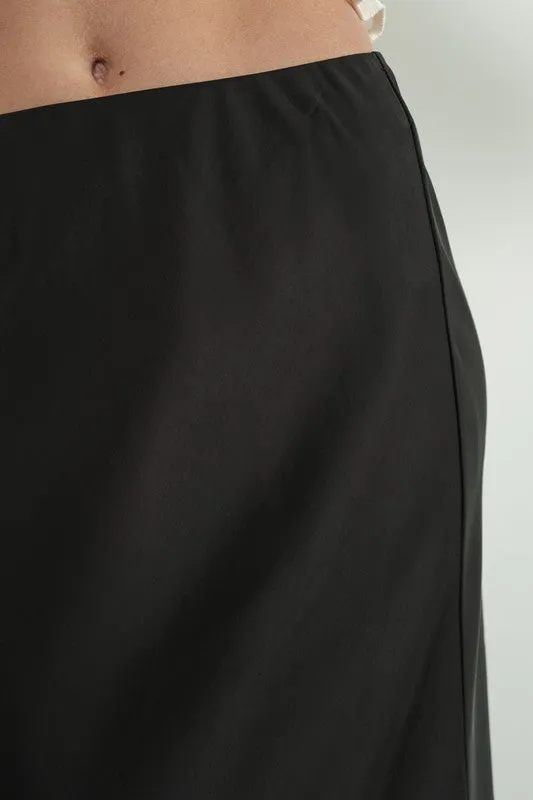 Satin-Like Maxi Skirt - Black