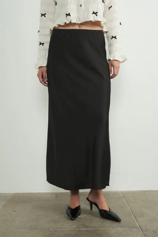 Satin-Like Maxi Skirt - Black