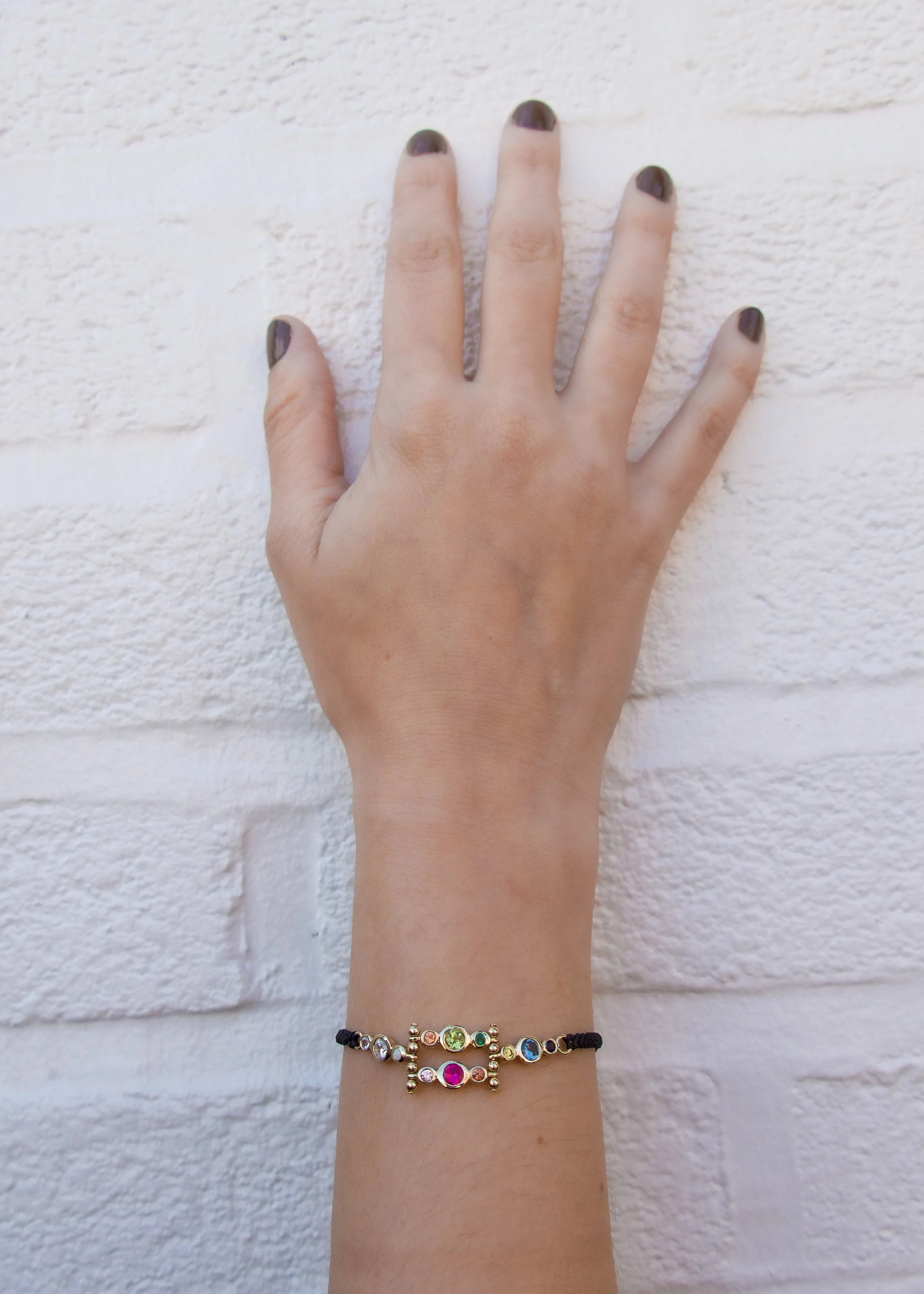 Scosha Vintage 14K Gold Bezel Bracelet with Sapphire Opal and Peridot