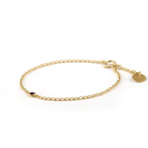 September Sapphire Birthstone Chain Link Bracelet