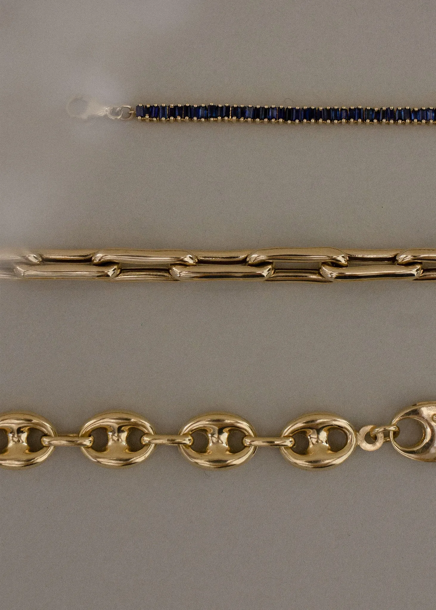 Serena Baguette Tennis Link Bracelet Blue Sapphire