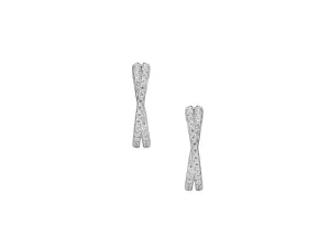 Silver Sparkling Half Hoop Earrings