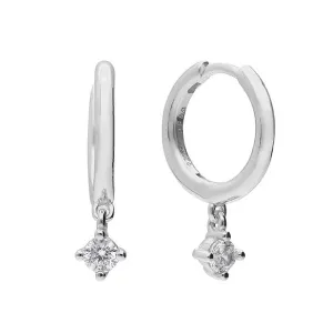 Silver Sparkling Hoop Earrings