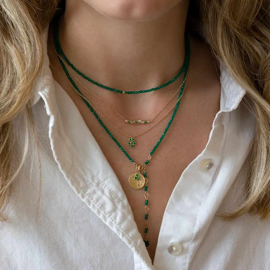 Small Flower Cluster Emerald Festival Necklace
