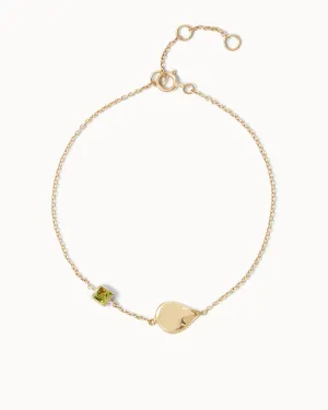 Solid Gold Peridot August Birthstone Bracelet