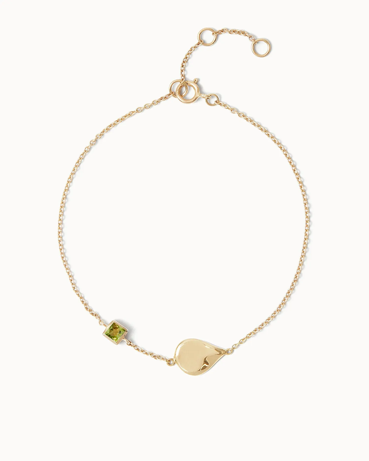 Solid Gold Peridot August Birthstone Bracelet