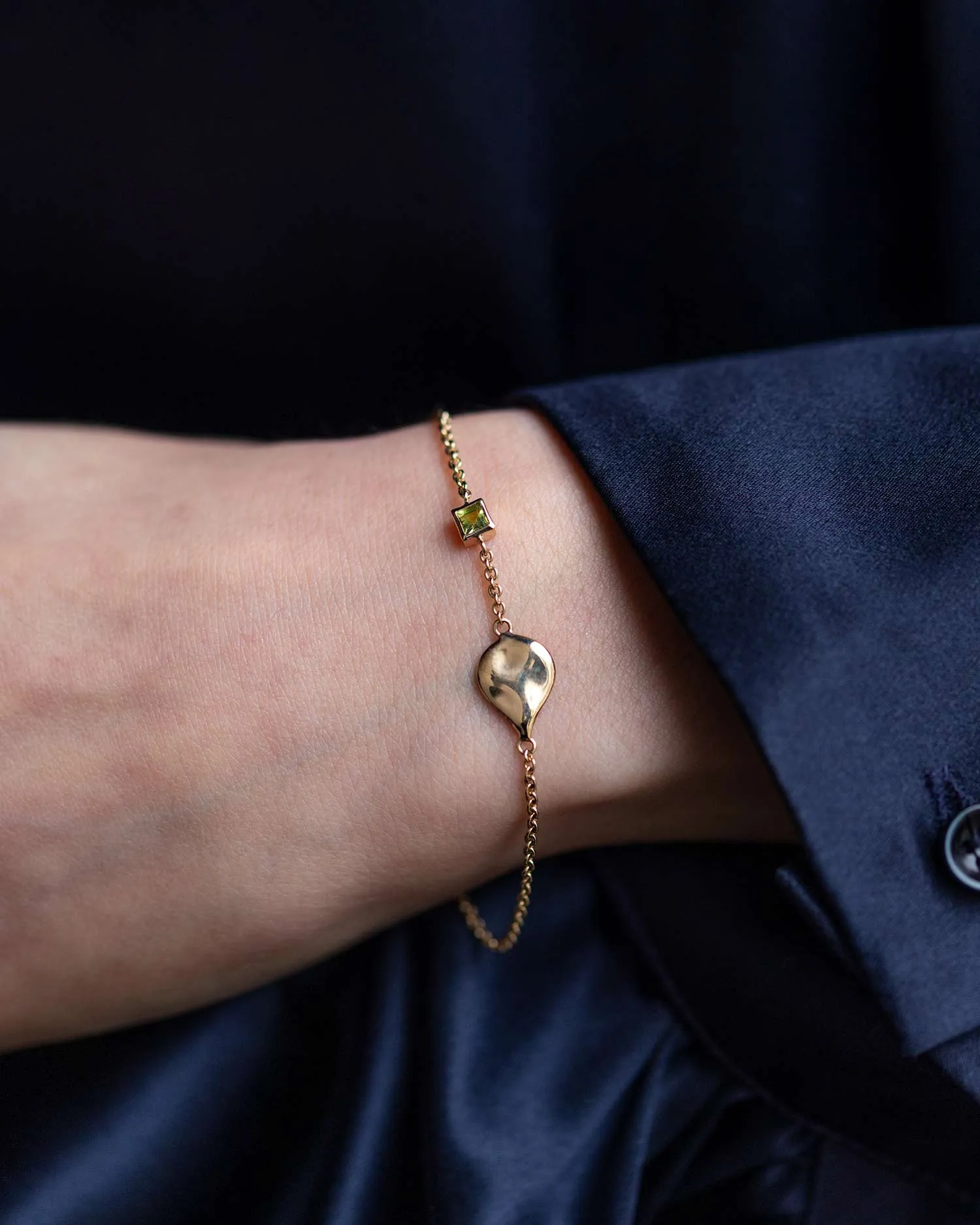 Solid Gold Peridot August Birthstone Bracelet