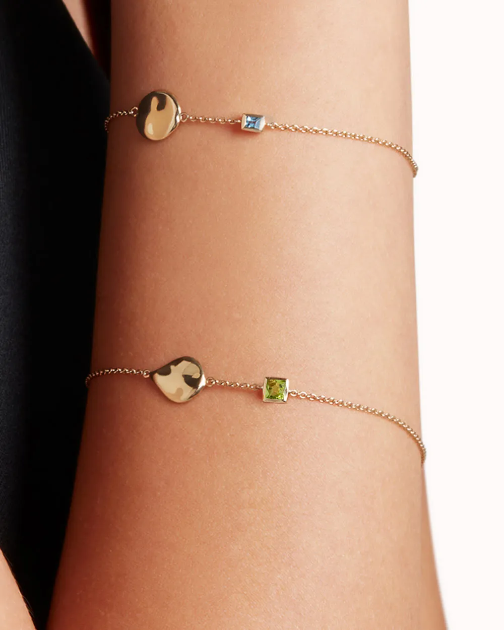 Solid Gold Peridot August Birthstone Bracelet