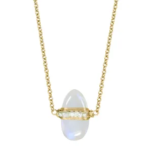 Solitaire Rainbow Moonstone Necklace