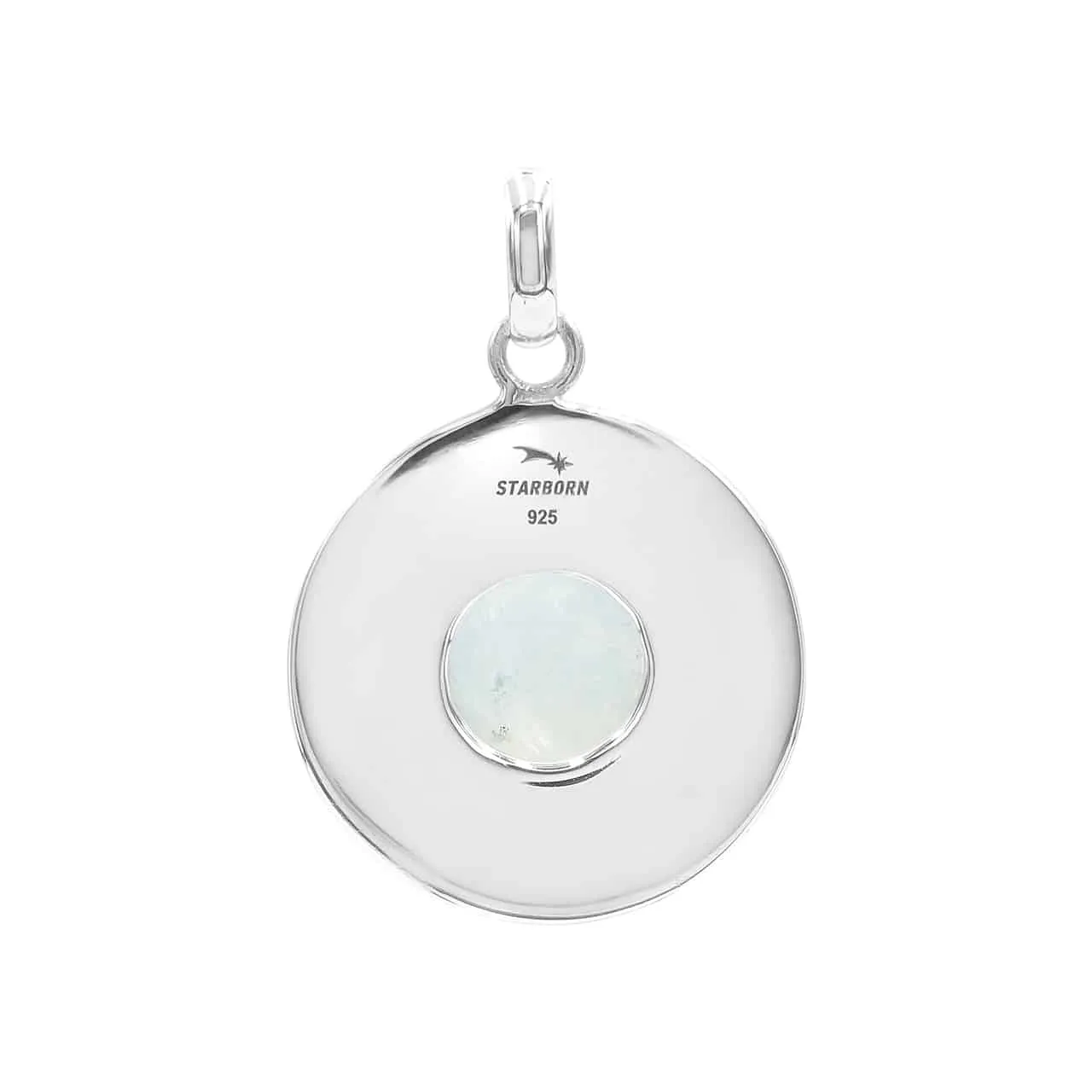 Starborn Rainbow Moonstone Moon Phases Pendant in Sterling Silver