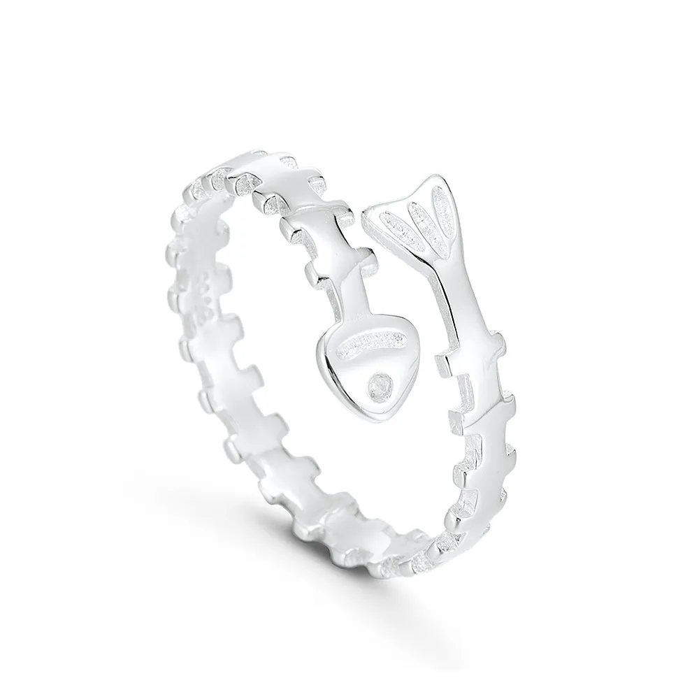 Sterling Silver Fish Bone Ring