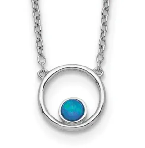 Sterling Silver Opal Circle Necklace (SI3801)