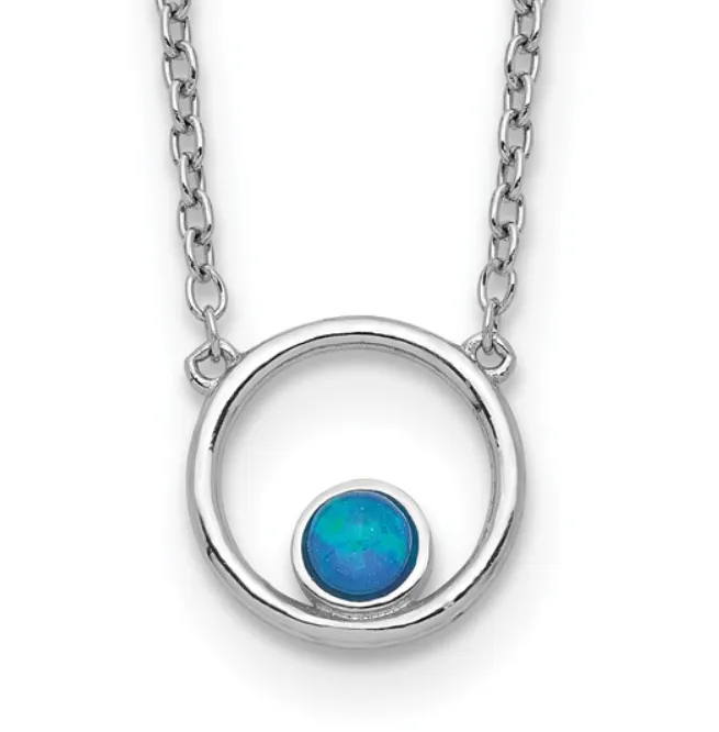 Sterling Silver Opal Circle Necklace (SI3801)