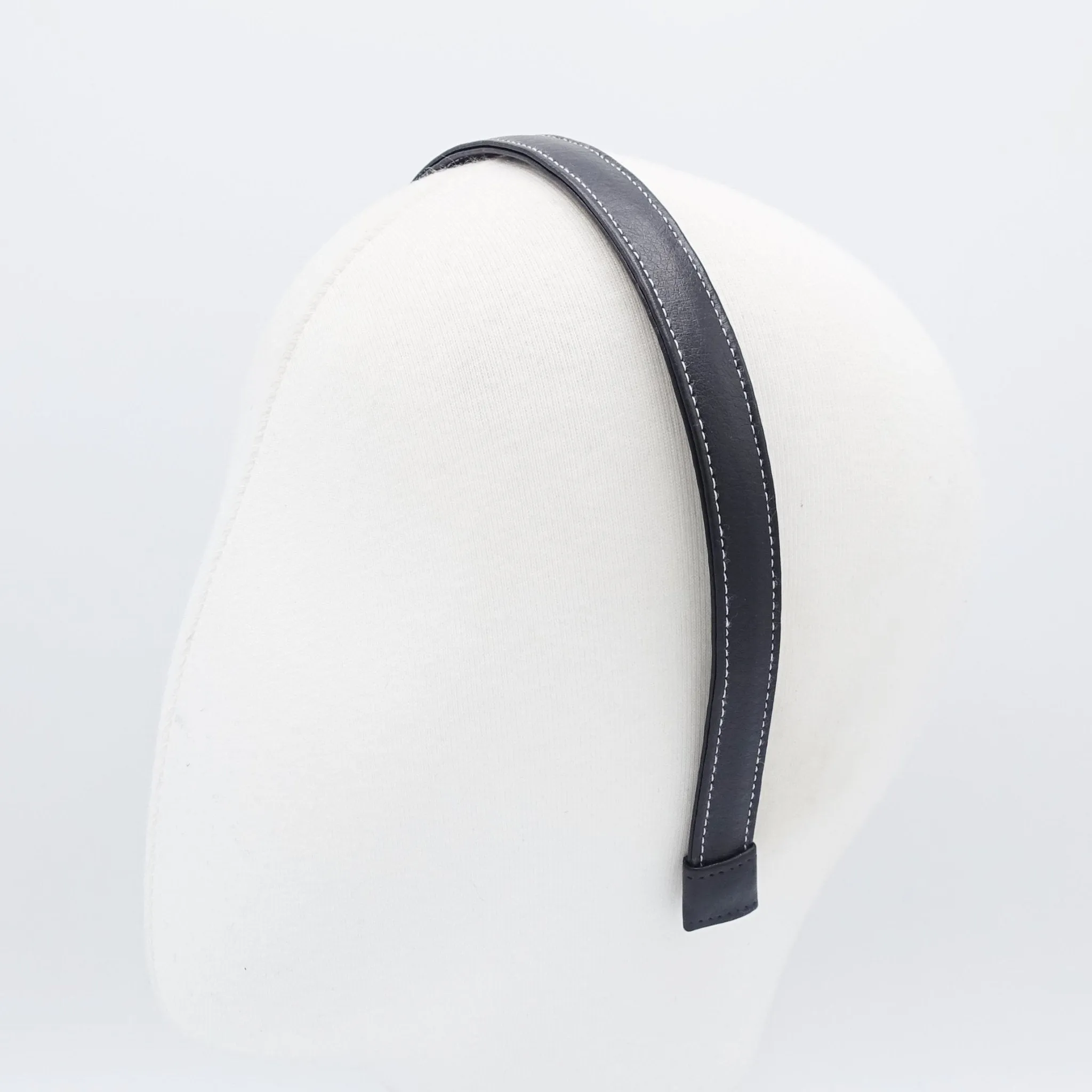 stitch edge leather basic headband women hairband