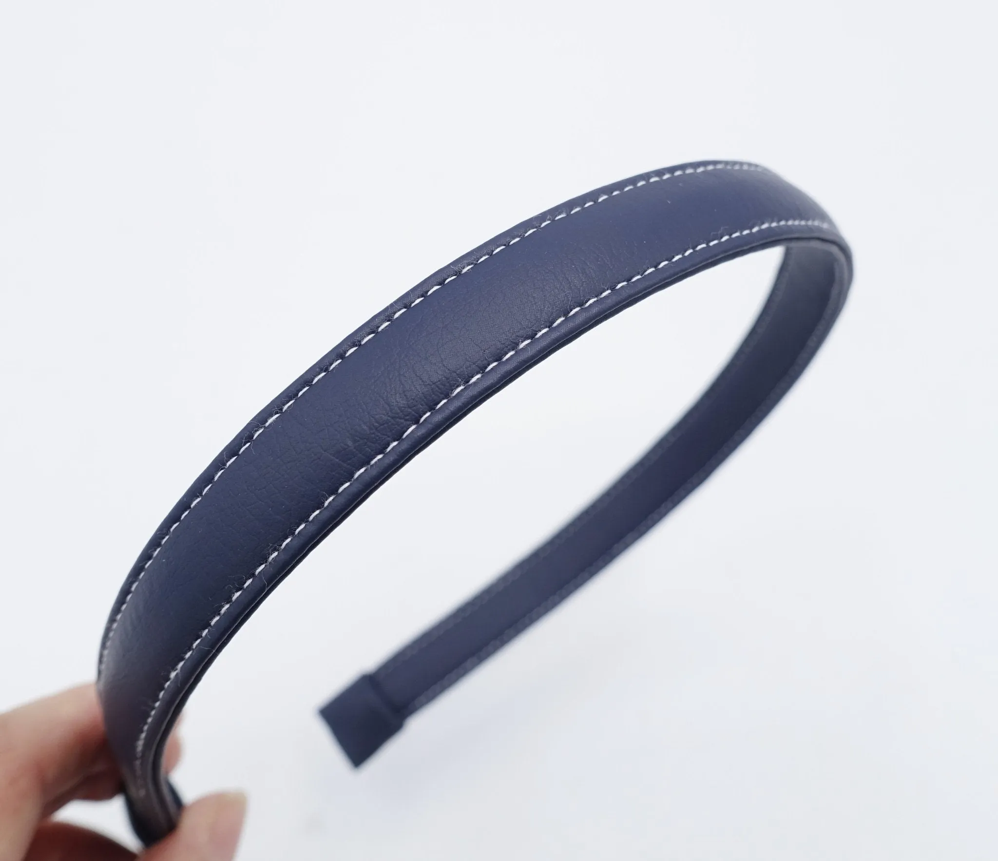 stitch edge leather basic headband women hairband