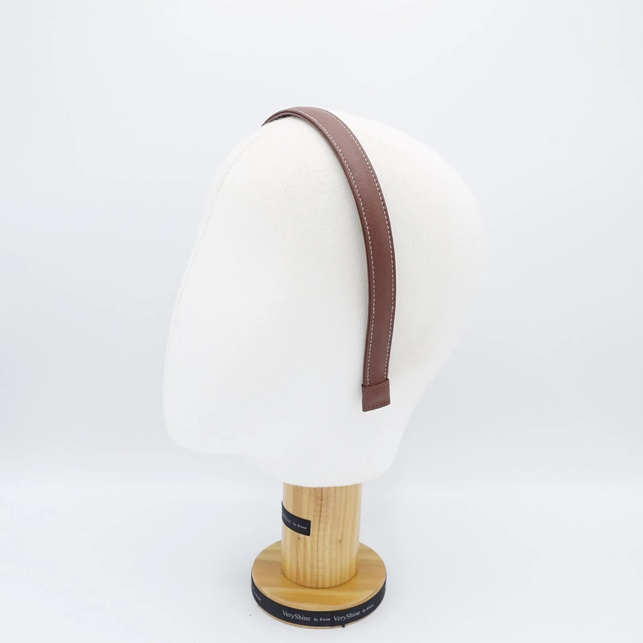 stitch edge leather basic headband women hairband