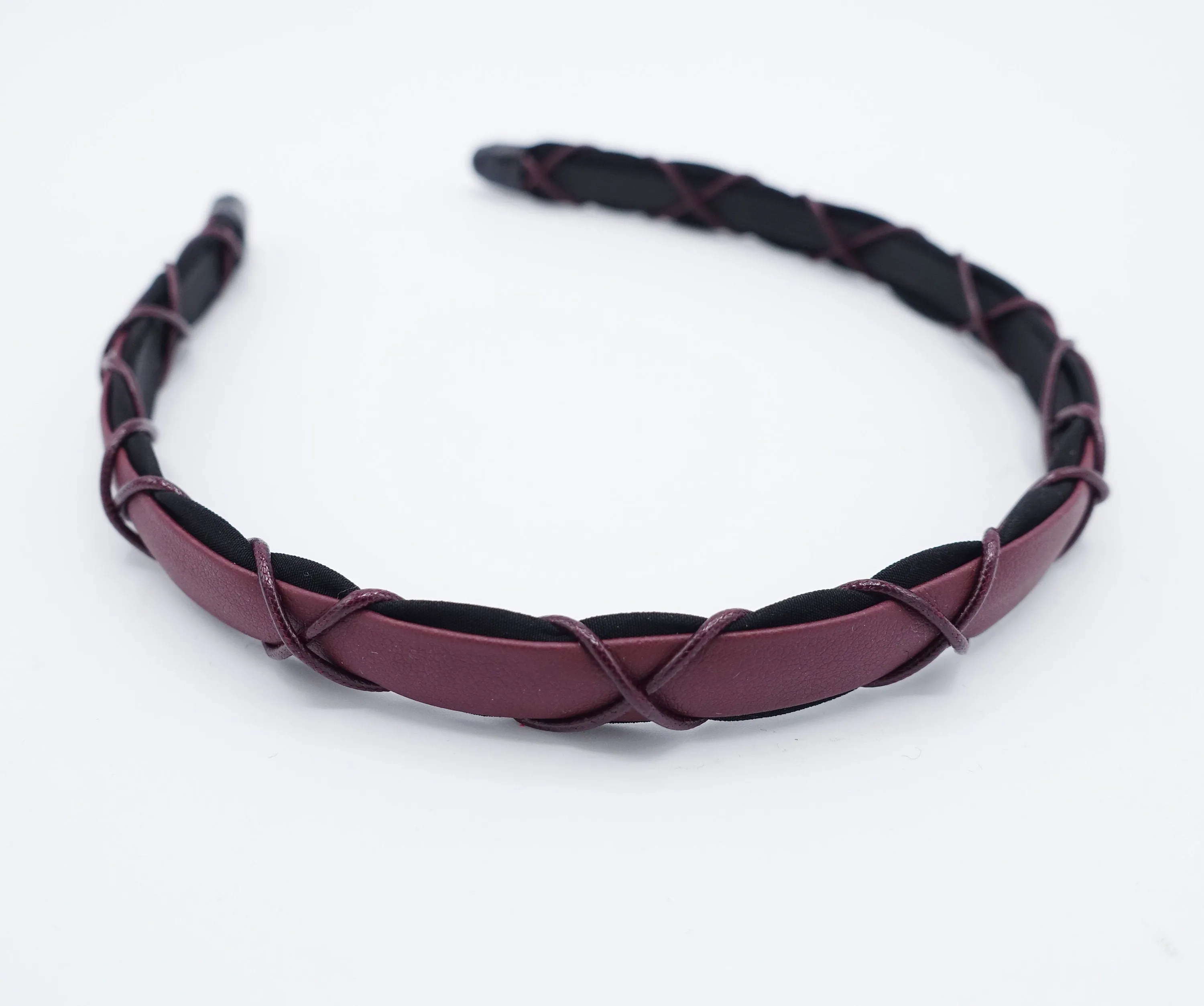 string x knot decorated leather headband