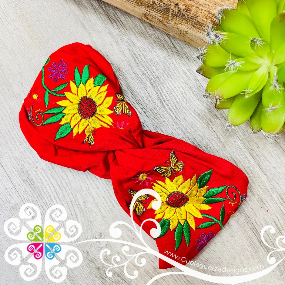 Sunflower Embroider Headwrap