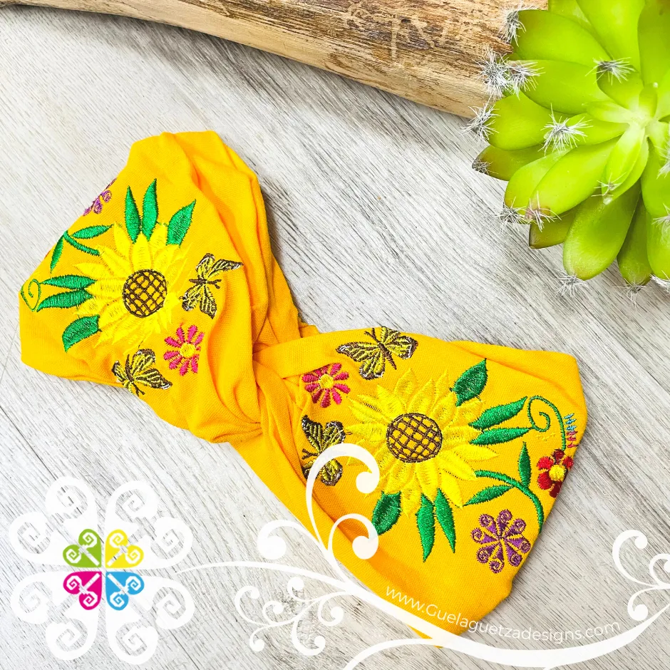 Sunflower Embroider Headwrap