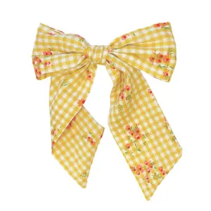 The Floral Gingham Hair Bow Clip - KIDS