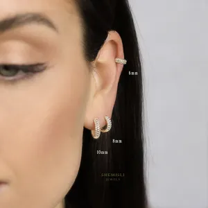 Thick CZ Hoop Earrings, Huggies, Gold, Silver SHEMISLI - SH254, SH255, SH256