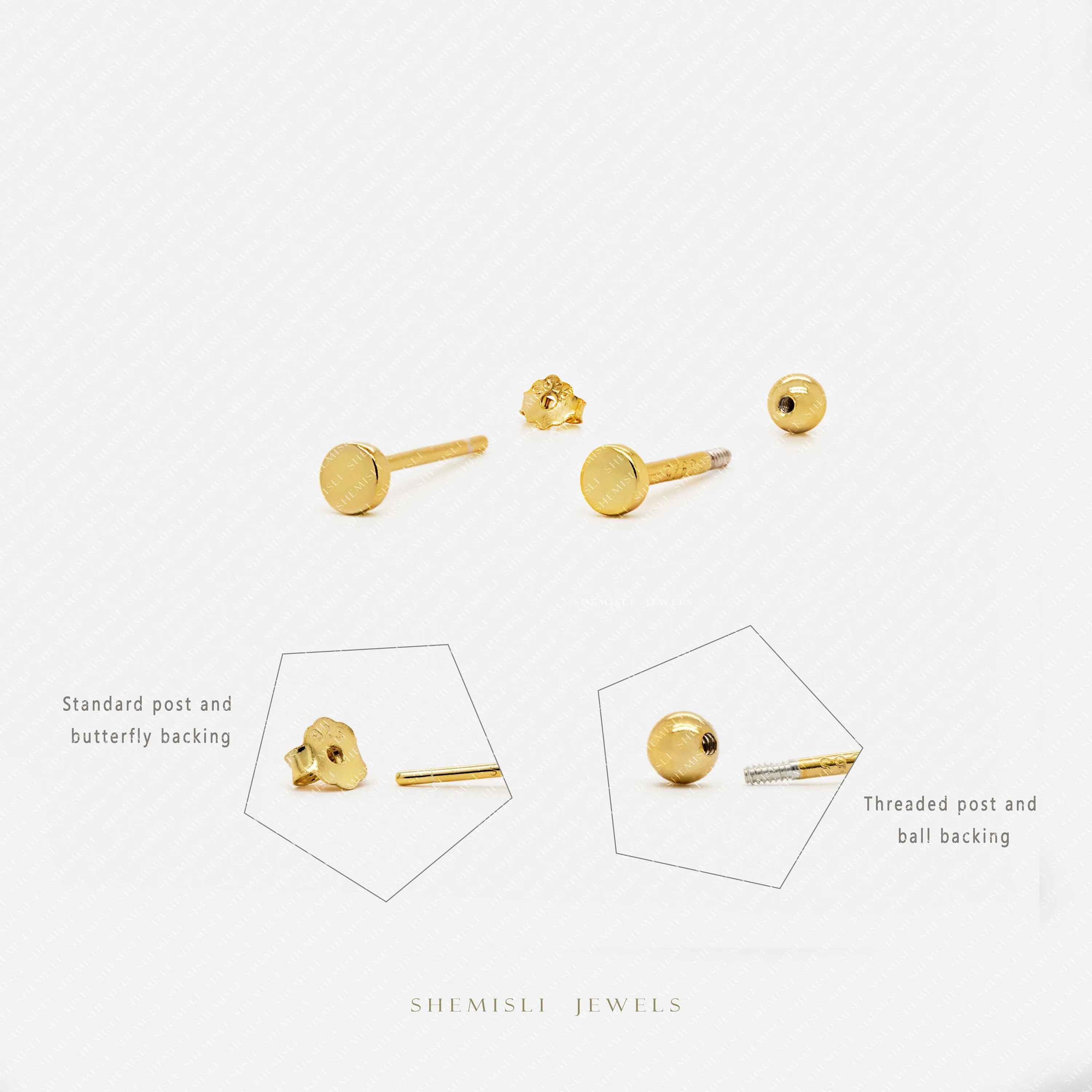 Tiny Circle Studs 2, 3, 3.5, 4mm Unisex, Gold, Silver SS328 SS329 SS335 SS017 Butterfly End, SS479 SS480 SS481 SS482 Screw Ball End (Type A)