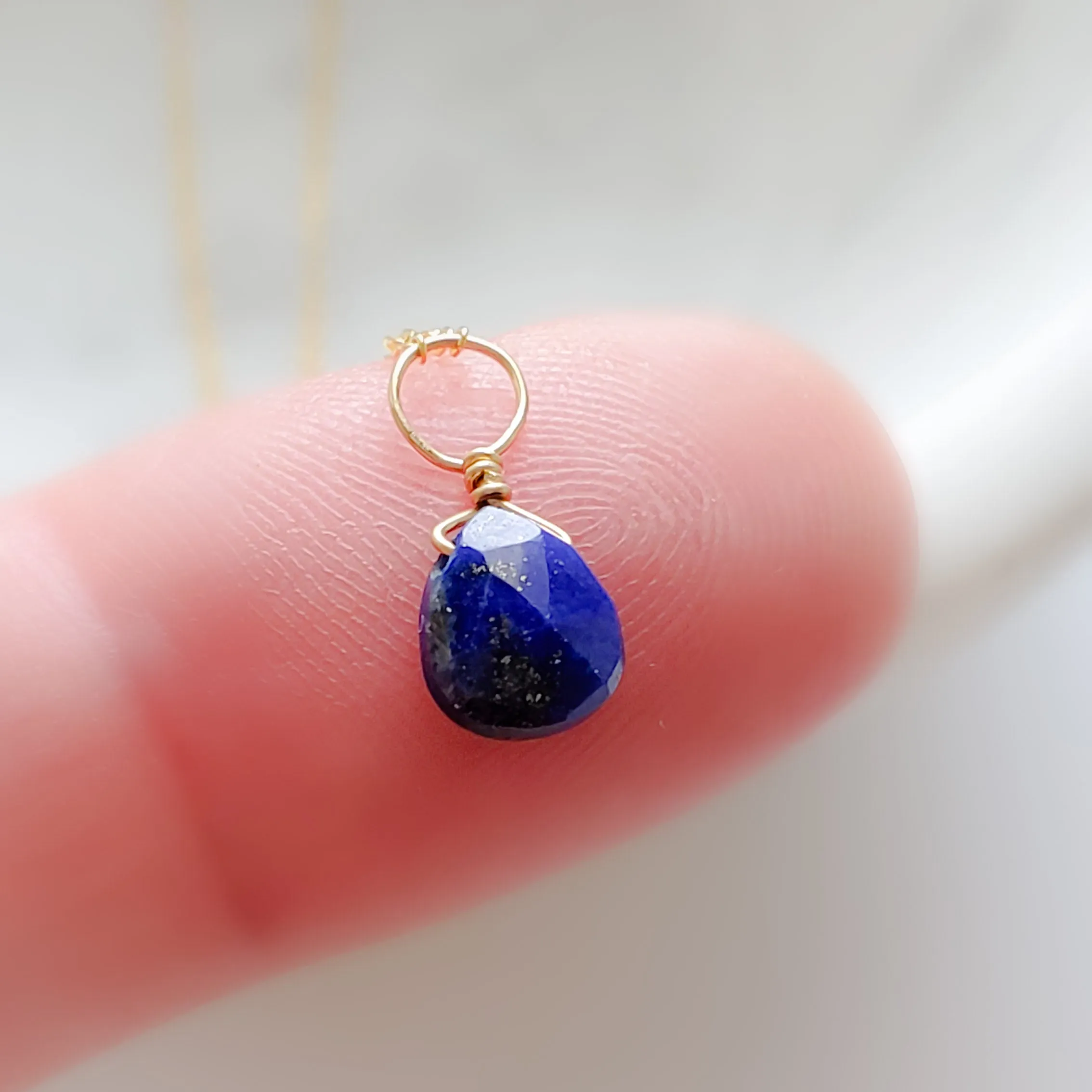 Tiny Lapis Lazuli Drop Necklace