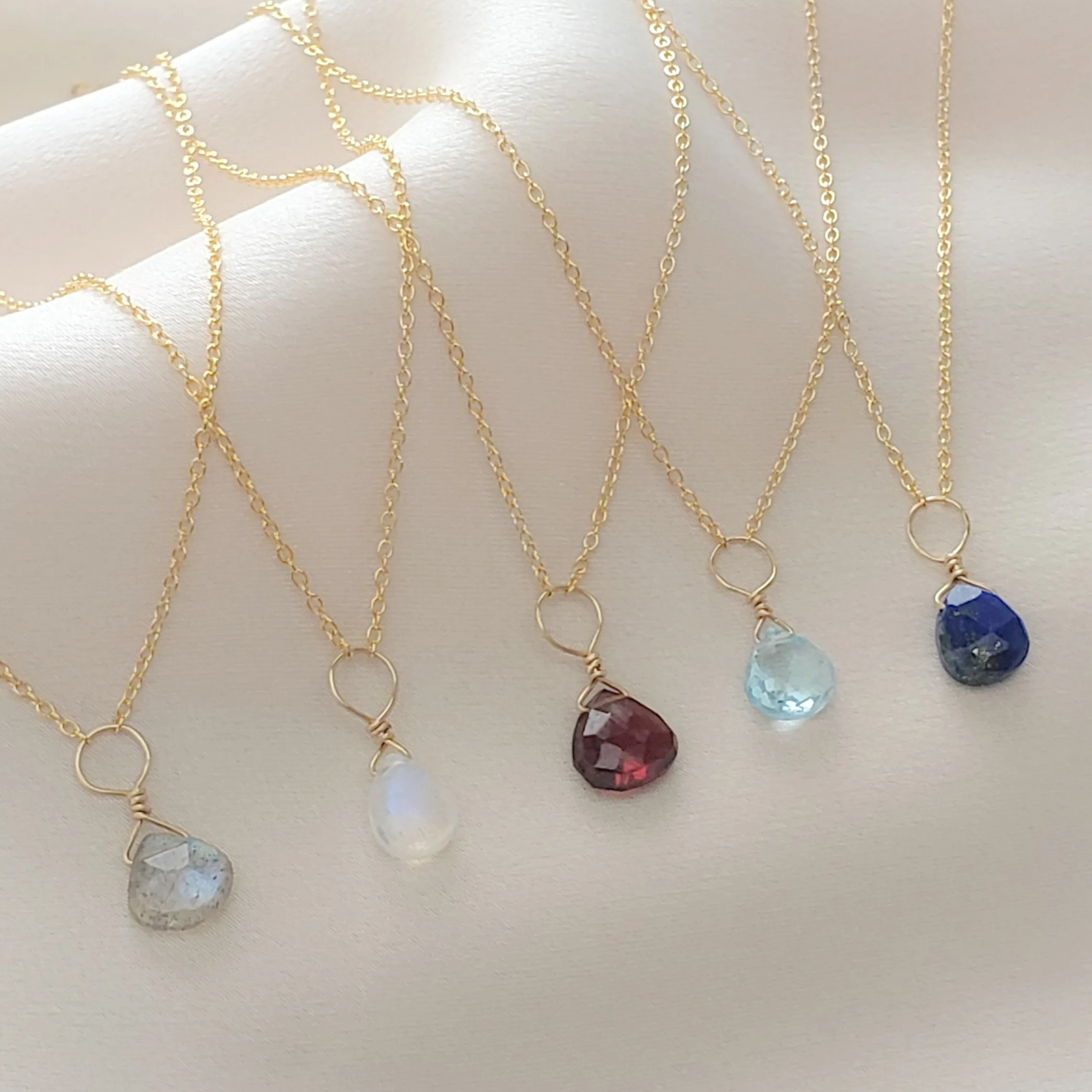 Tiny Lapis Lazuli Drop Necklace