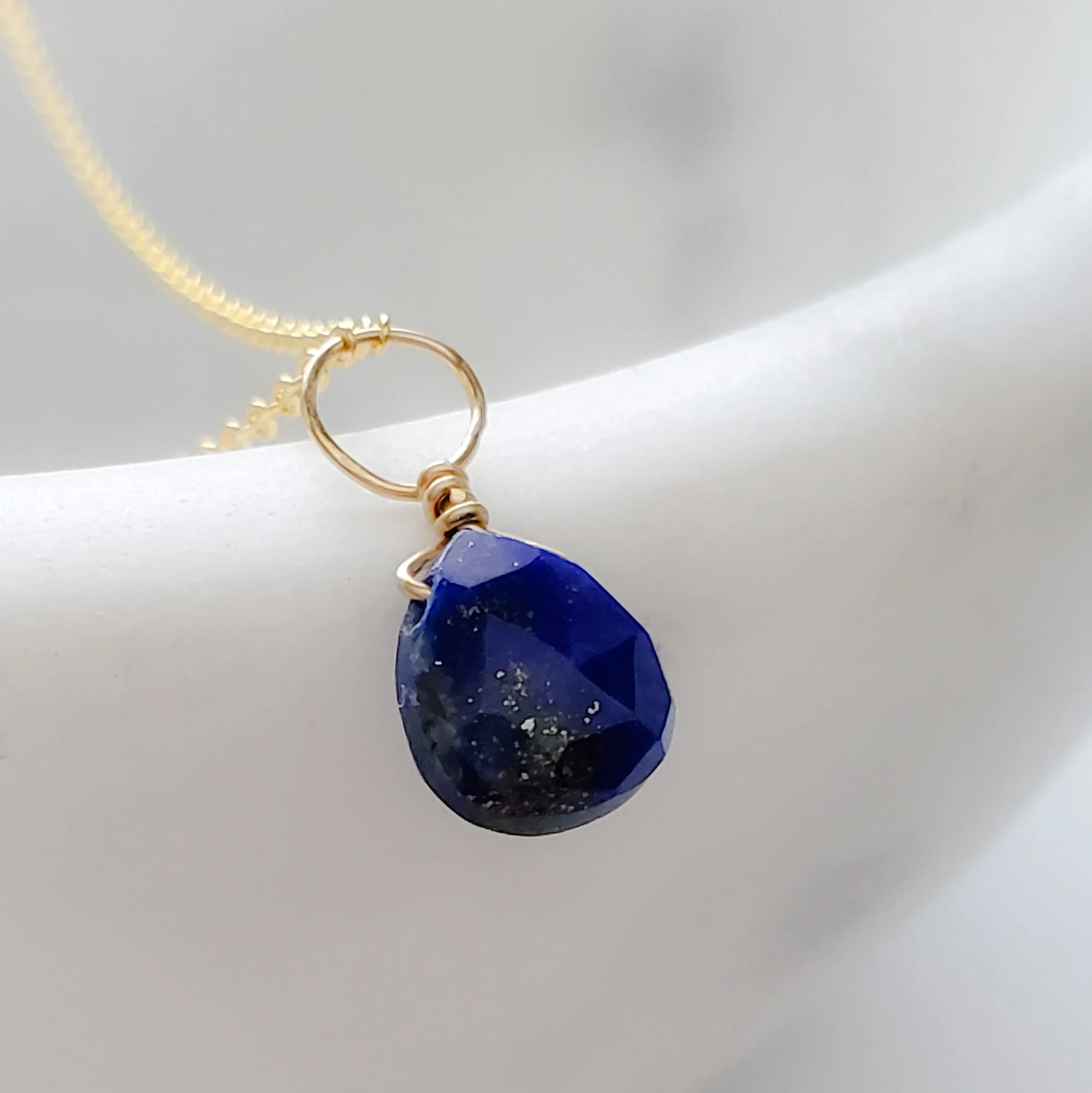 Tiny Lapis Lazuli Drop Necklace