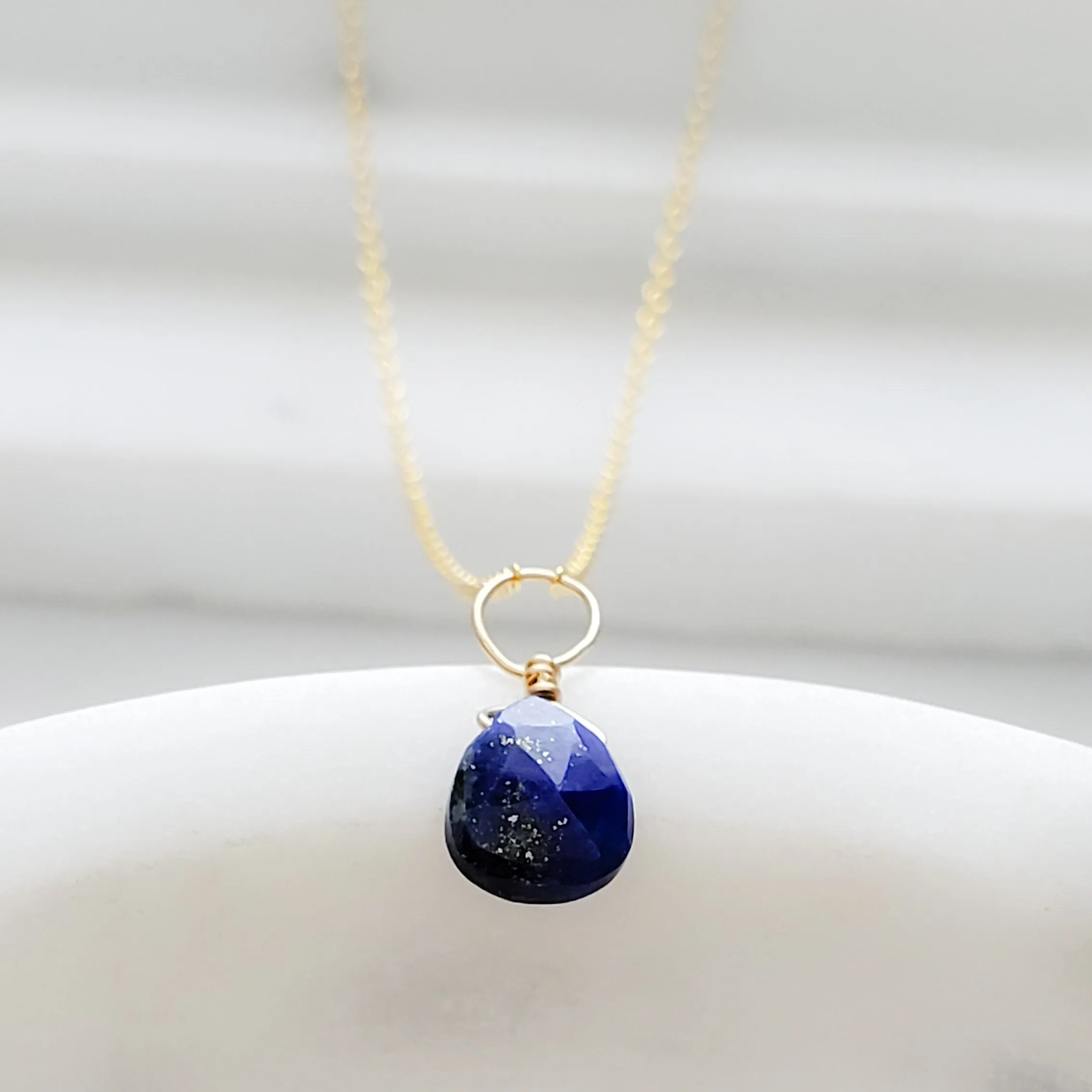 Tiny Lapis Lazuli Drop Necklace