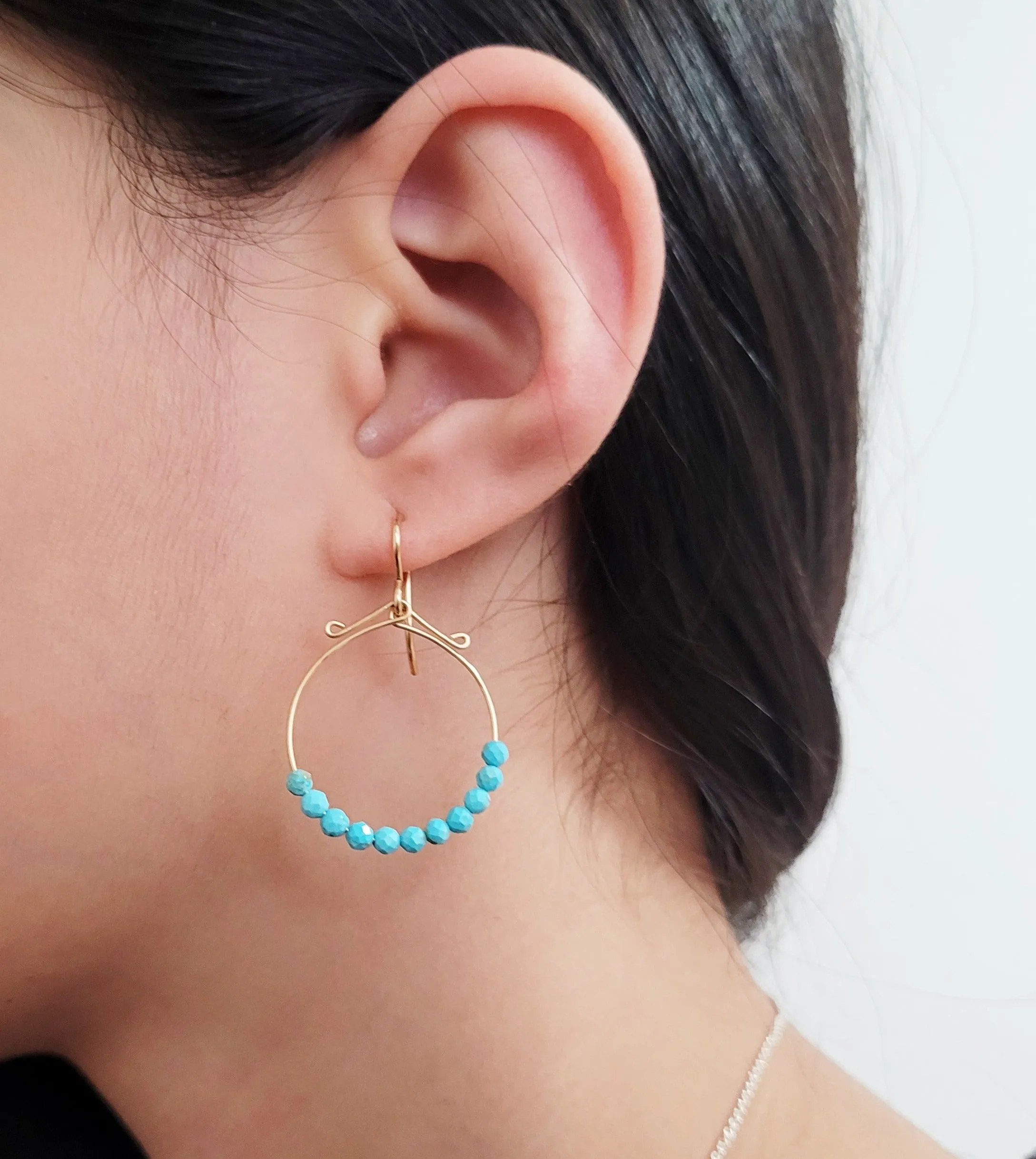 Turquoise Hoop Fidget Earrings