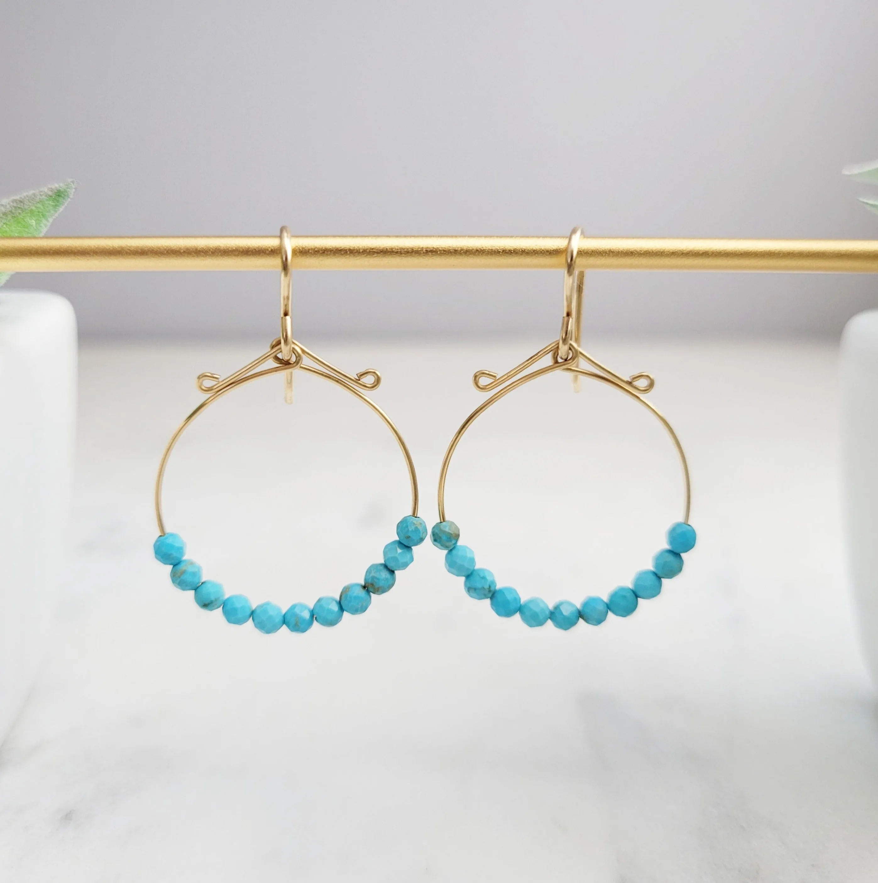 Turquoise Hoop Fidget Earrings
