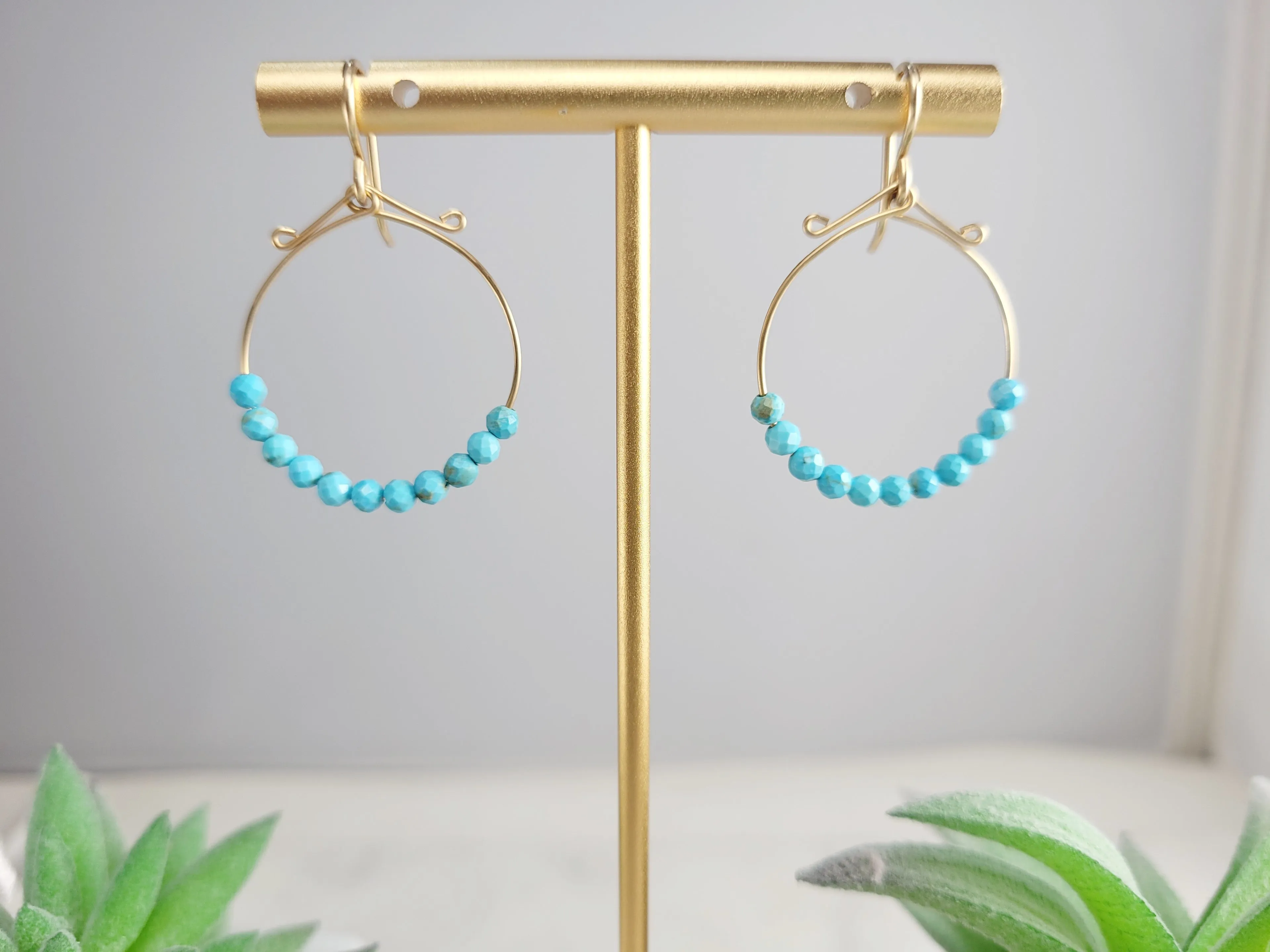 Turquoise Hoop Fidget Earrings