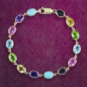 Victorian Style Gemstone Bracelet 9ct Gold